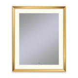 Robern - Sculpt Lighted Mirror, 27'' x 33'' x 2-5/16'', Chamfer Museum Frame, Matte Gold, Perimeter Light Pattern, 2700K Color Temperature (Warm White), Defogger - Matte Gold