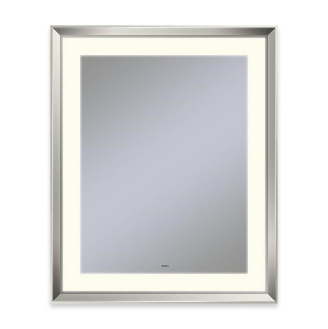 Robern - Sculpt Lighted Mirror, 27'' x 33'' x 2-5/16'', Chamfer Museum Frame, Polished Nickel, Perimeter Light Pattern, 2700K Color Temperature (Warm White) - Polished Nickel