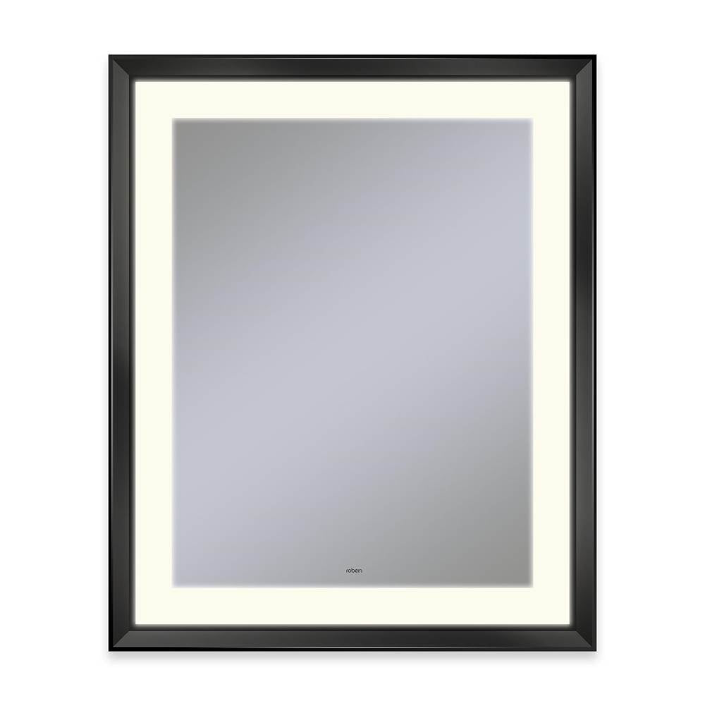 Robern - Sculpt Lighted Mirror, 27'' x 33'' x 2-5/16'', Chamfer Museum Frame, Matte Black, Perimeter Light Pattern, 2700K Color Temperature (Warm White) - Matte Black