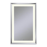 Robern - Sculpt Lighted Mirror, 27'' x 43'' x 2-5/16'', Chamfer Museum Frame, Chrome, Perimeter Light Pattern, 2700K Color Temperature (Warm White), Defogger - Chrome