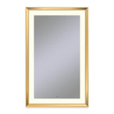 Robern - Sculpt Lighted Mirror, 27'' x 43'' x 2-5/16'', Chamfer Museum Frame, Matte Gold, Perimeter Light Pattern, 2700K Color Temperature (Warm White), Defogger - Matte Gold