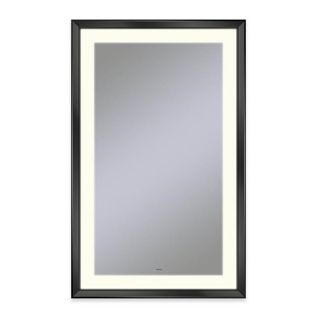 Robern - Sculpt Lighted Mirror, 27'' x 43'' x 2-5/16'', Chamfer Museum Frame, Matte Black, Perimeter Light Pattern, 2700K Color Temperature (Warm White), Defogger - Matte Black