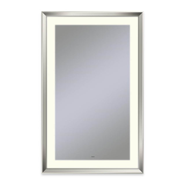 Robern - Sculpt Lighted Mirror, 27'' x 43'' x 2-5/16'', Chamfer Museum Frame, Polished Nickel, Perimeter Light Pattern, 2700K Color Temperature (Warm White) - Polished Nickel