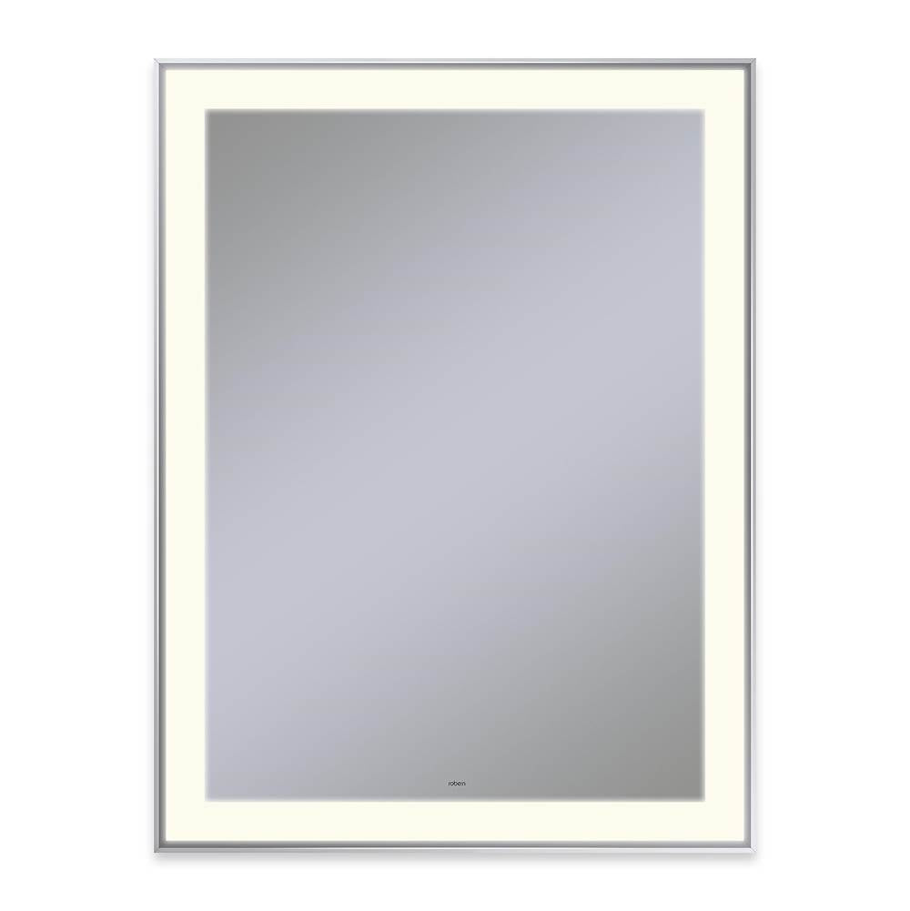 Robern - Sculpt Lighted Mirror, 31'' x 41'' x 2-1/4'', Slim Museum Frame, Chrome, Perimeter Light Pattern, 2700K Color Temperature (Warm White) - Chrome