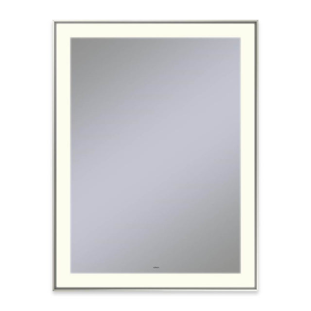 Robern - Sculpt Lighted Mirror, 31'' x 41'' x 2-1/4'', Slim Museum Frame, Polished Nickel, Perimeter Light Pattern, 2700K Color Temperature (Warm White) - Polished Nickel