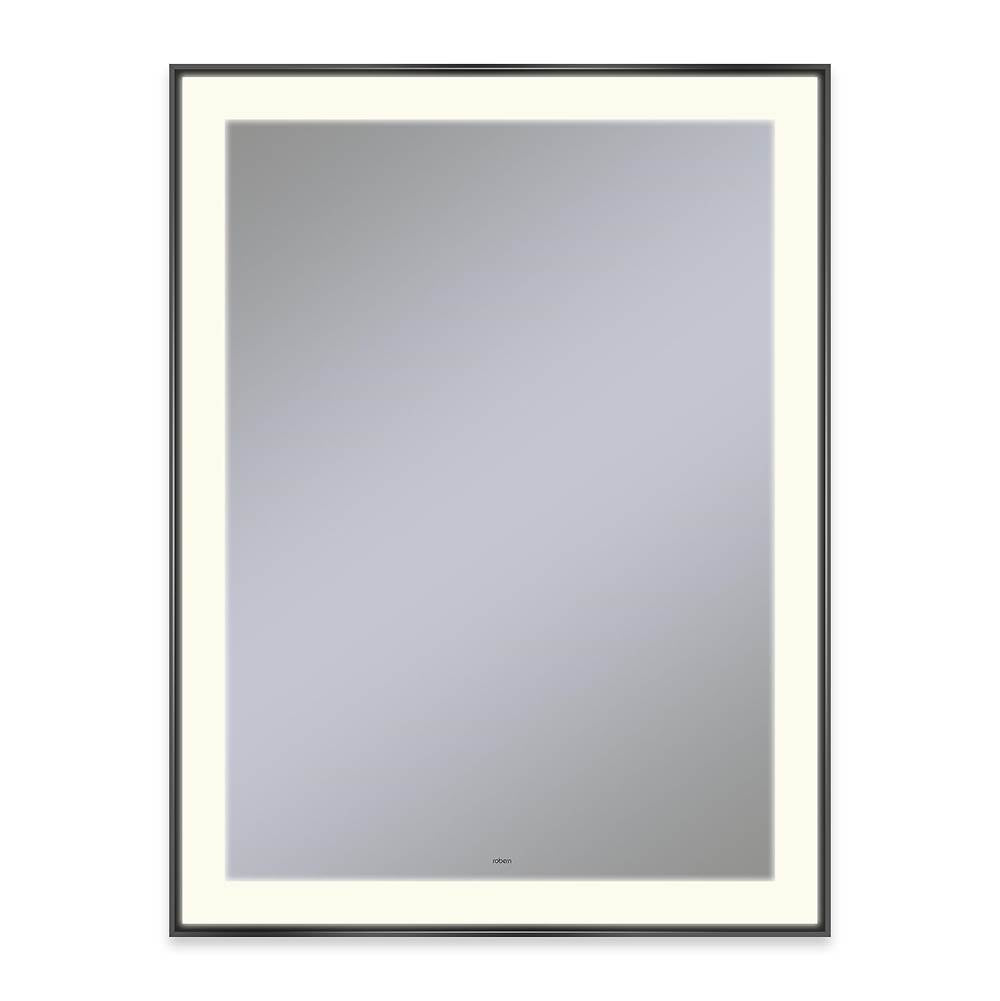 Robern - Sculpt Lighted Mirror, 31'' x 41'' x 2-1/4'', Slim Museum Frame, Matte Black, Perimeter Light Pattern, 2700K Color Temperature (Warm White) - Matte Black