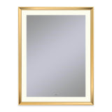 Robern - Sculpt Lighted Mirror, 33'' x 43'' x 2-5/16'', Chamfer Museum Frame, Matte Gold, Perimeter Light Pattern, 2700K Color Temperature (Warm White), Defogger - Matte Gold