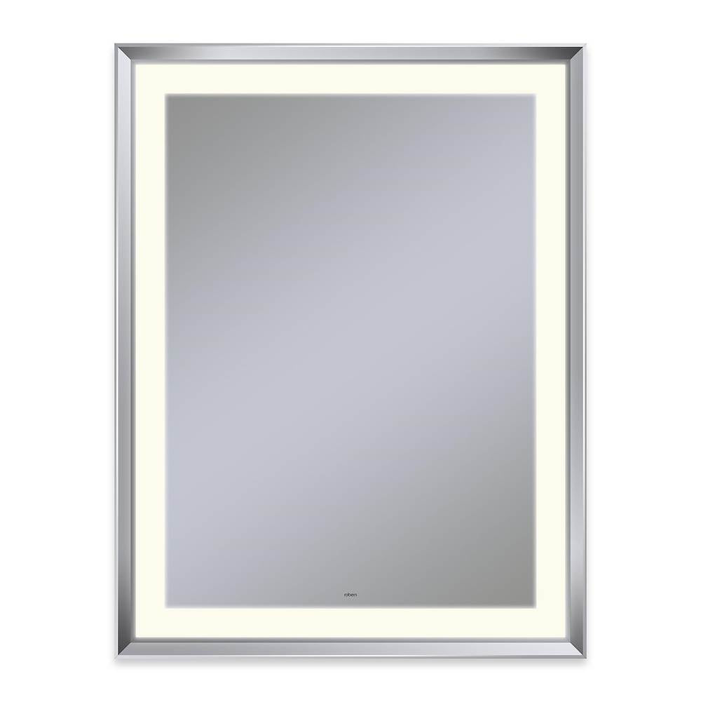 Robern - Sculpt Lighted Mirror, 33'' x 43'' x 2-5/16'', Chamfer Museum Frame, Chrome, Perimeter Light Pattern, 2700K Color Temperature (Warm White) - Chrome