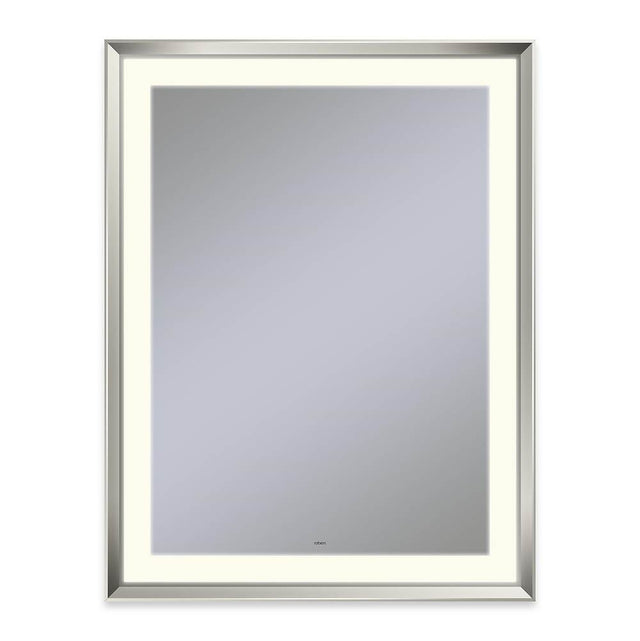 Robern - Sculpt Lighted Mirror, 33'' x 43'' x 2-5/16'', Chamfer Museum Frame, Polished Nickel, Perimeter Light Pattern, 2700K Color Temperature (Warm White) - Polished Nickel