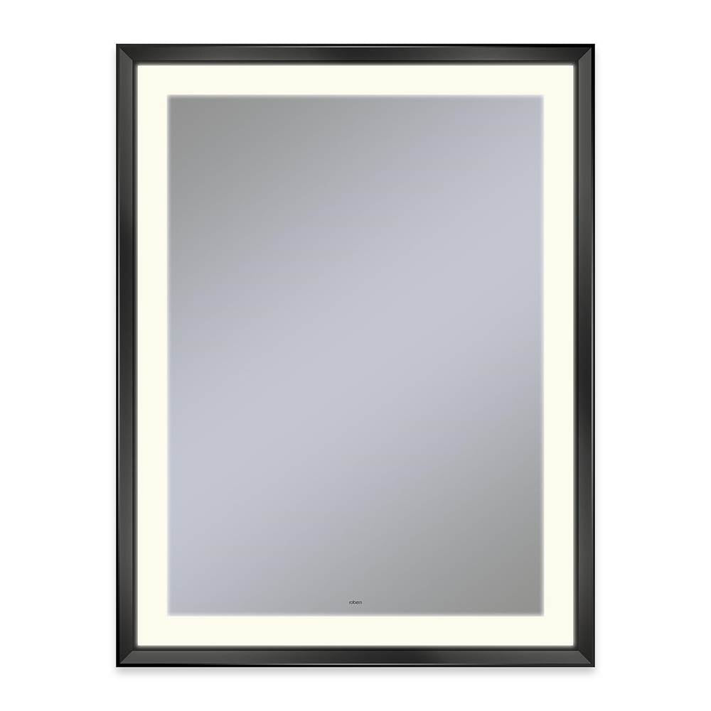 Robern - Sculpt Lighted Mirror, 33'' x 43'' x 2-5/16'', Chamfer Museum Frame, Matte Black, Perimeter Light Pattern, 2700K Color Temperature (Warm White) - Matte Black