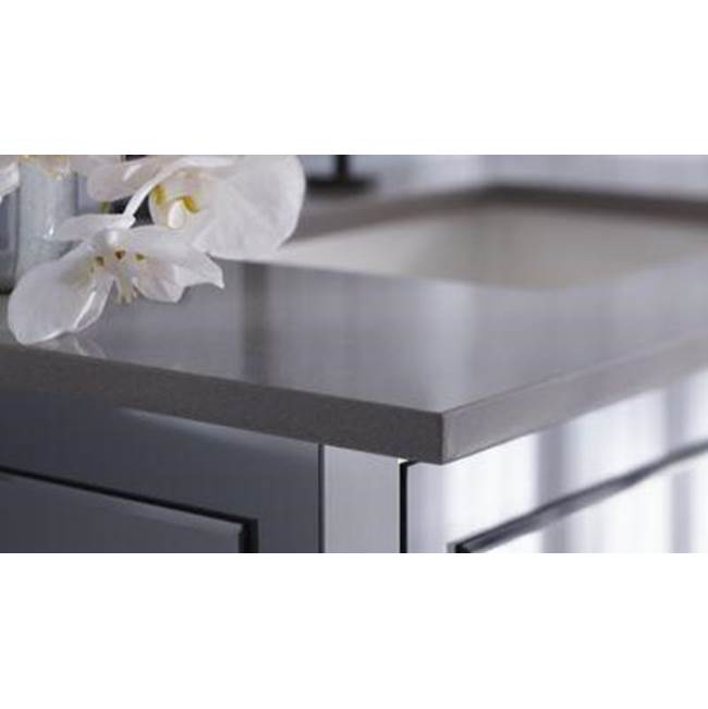 Engineered Stone Vanity Top, 43'' x 22'' x 3/4'', Left Offset Undercounter Sink, White Zeus Extreme, Three Hole