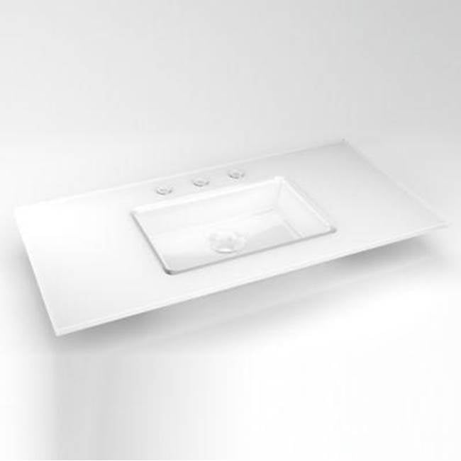 Robern - Glass Vanity Top, 37'' x 19'' x 19/32'', Center Integrated Sink, Three Hole, White