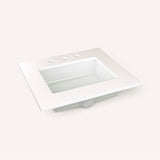 Robern - Engineered Stone Vanity Top, 25'' x 22'' x 3/4'', Center Undercounter Sink, White Zeus Extreme, Three Hole