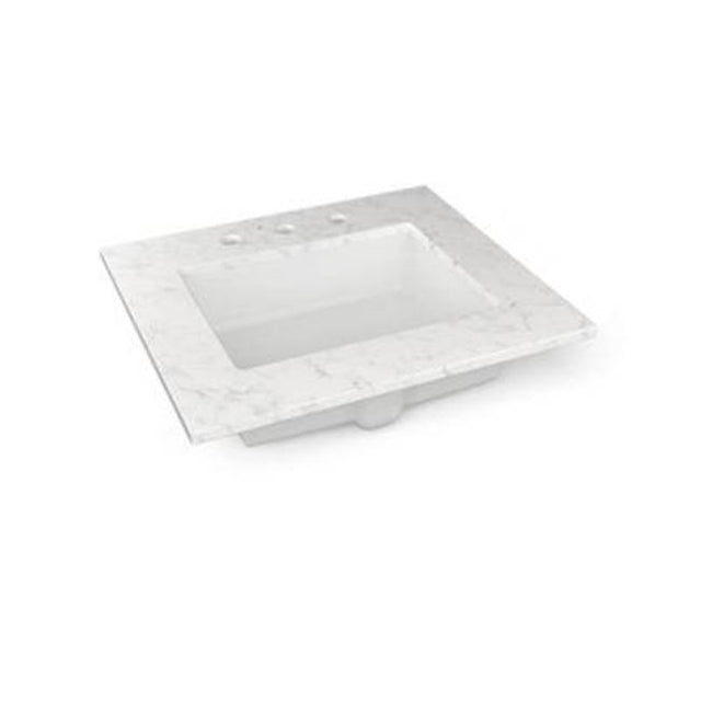 Robern - Engineered Stone Vanity Top, 25'' x 22'' x 3/4'', Center Undercounter Sink, Lyra, Three Hole