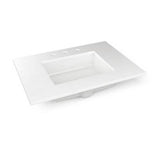 Robern - Engineered Stone Vanity Top, 31'' x 22'' x 3/4'', Center Undercounter Sink, Quartz White, Three Hole