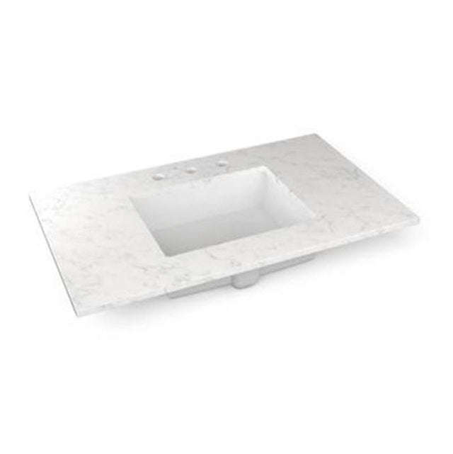 Robern - Engineered Stone Vanity Top, 37'' x 22'' x 3/4'', Center Undercounter Sink, Lyra, Three Hole