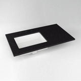 Robern - Engineered Stone Vanity Top, 37'' x 22'' x 3/4'', Left Offset Undercounter Sink, Lava Black, Three Hole