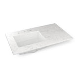 Robern - Engineered Stone Vanity Top, 37'' x 22'' x 3/4'', Left Offset Undercounter Sink, Lyra, Three Hole