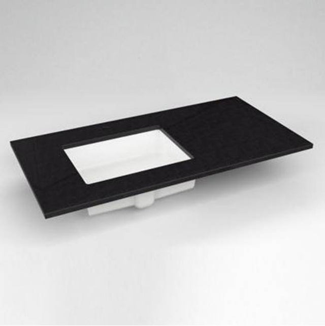 Robern - Engineered Stone Vanity Top, 43'' x 22'' x 3/4'', Left Offset Undercounter Sink, Lava Black, Single Hole