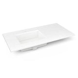 Robern - Engineered Stone Vanity Top, 43'' x 22'' x 3/4'', Left Offset Undercounter Sink, Quartz White, Single Hole