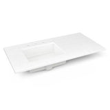Robern - Engineered Stone Vanity Top, 43'' x 22'' x 3/4'', Left Offset Undercounter Sink, Quartz White, Three Hole