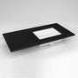 Robern - Engineered Stone Vanity Top, 43'' x 22'' x 3/4'', Right Offset Undercounter Sink, Lava Black, Three Hole