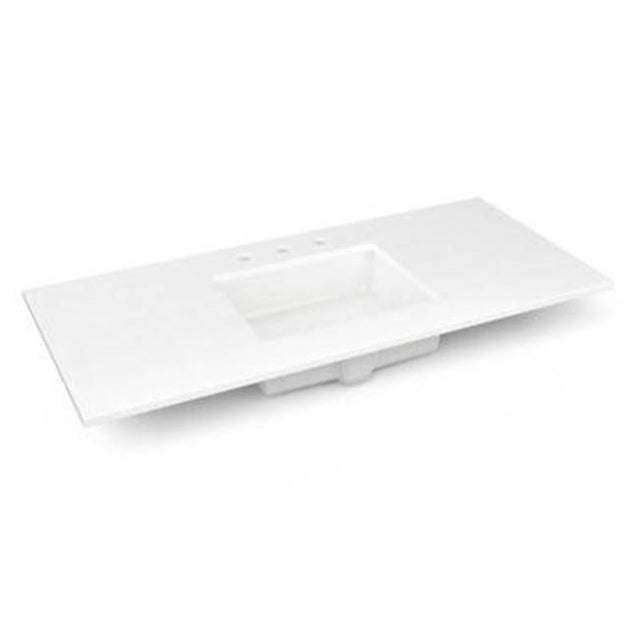 Robern - Engineered Stone Vanity Top, 49'' x 22'' x 3/4'', Center Undercounter Sink, Quartz White, Three Hole