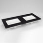 Robern - Engineered Stone Vanity Top, 49'' x 22'' x 3/4'', Double Undercounter Sink, Lava Black, Three Hole
