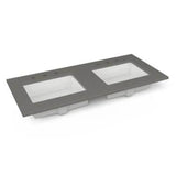 Robern - Engineered Stone Vanity Top, 49'' x 22'' x 3/4'', Double Undercounter Sink, Stone Gray, Three Hole