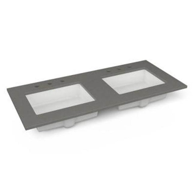 Robern - Engineered Stone Vanity Top, 49'' x 22'' x 3/4'', Double Undercounter Sink, Stone Gray, Three Hole
