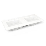 Robern - Engineered Stone Vanity Top, 49'' x 22'' x 3/4'', Double Undercounter Sink, White Zeus Extreme, Three Hole