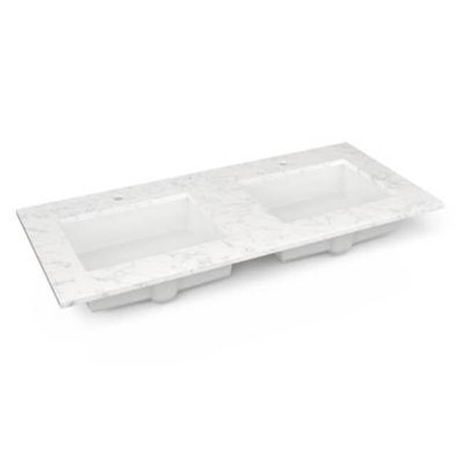 Robern - Engineered Stone Vanity Top, 49'' x 22'' x 3/4'', Double Undercounter Sink, Lyra, Single Hole