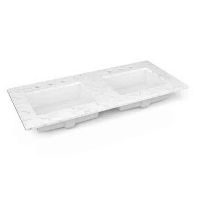Robern - Engineered Stone Vanity Top, 49'' x 22'' x 3/4'', Double Undercounter Sink, Lyra, Three Hole