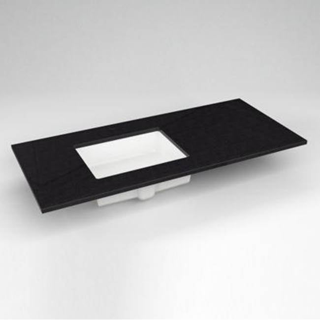 Robern - Engineered Stone Vanity Top, 49'' x 22'' x 3/4'', Left Offset Undercounter Sink, Lava Black, Single Hole