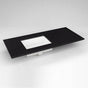 Robern - Engineered Stone Vanity Top, 49'' x 22'' x 3/4'', Left Offset Undercounter Sink, Lava Black, Three Hole