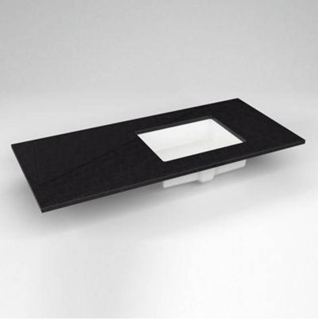 Robern - Engineered Stone Vanity Top, 49'' x 22'' x 3/4'', Right Offset Undercounter Sink, Lava Black, Single Hole