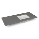Robern - Engineered Stone Vanity Top, 49'' x 22'' x 3/4'', Right Offset Undercounter Sink, Stone Gray, Three Hole