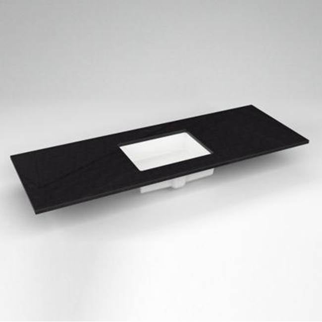 Robern - Engineered Stone Vanity Top, 61'' x 22'' x 3/4'', Center Undercounter Sink, Lava Black, Single Hole