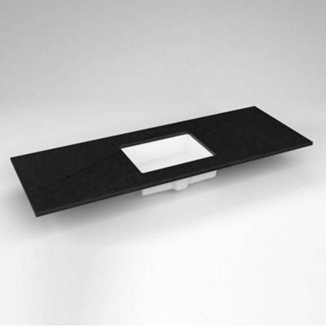 Robern - Engineered Stone Vanity Top, 61'' x 22'' x 3/4'', Center Undercounter Sink, Lava Black, Three Hole