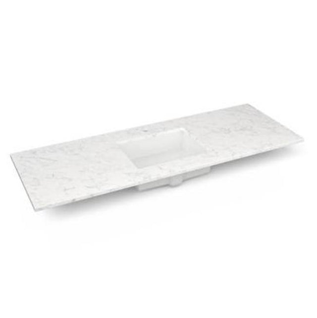 Robern - Engineered Stone Vanity Top, 61'' x 22'' x 3/4'', Center Undercounter Sink, Lyra, Single Hole