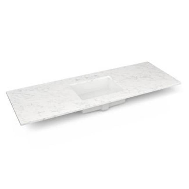 Robern - Engineered Stone Vanity Top, 61'' x 22'' x 3/4'', Center Undercounter Sink, Lyra, Three Hole