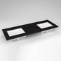Robern - Engineered Stone Vanity Top, 61'' x 22'' x 3/4'', Double Undercounter Sink, Lava Black, Single Hole