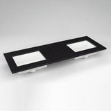 Robern - Engineered Stone Vanity Top, 61'' x 22'' x 3/4'', Double Undercounter Sink, Lava Black, Three Hole
