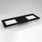 Robern - Engineered Stone Vanity Top, 61'' x 22'' x 3/4'', Double Undercounter Sink, Lava Black, Three Hole