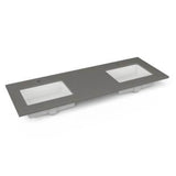 Robern - Engineered Stone Vanity Top, 61'' x 22'' x 3/4'', Double Undercounter Sink, Stone Gray, Single Hole