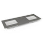 Robern - Engineered Stone Vanity Top, 61'' x 22'' x 3/4'', Double Undercounter Sink, Stone Gray, Single Hole