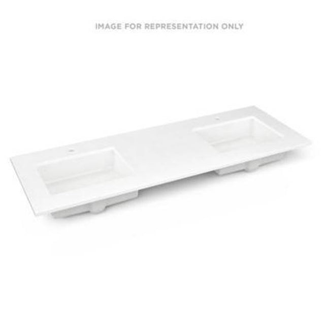 Robern - Engineered Stone Vanity Top, 61'' x 22'' x 3/4'', Double Undercounter Sink, Quartz White, Single Hole
