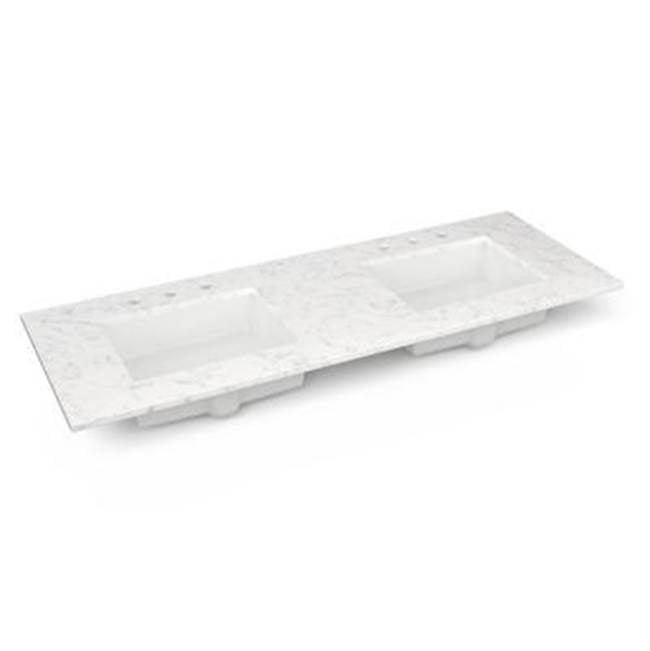 Robern - Engineered Stone Vanity Top, 61'' x 22'' x 3/4'', Double Undercounter Sink, Lyra, Single Hole