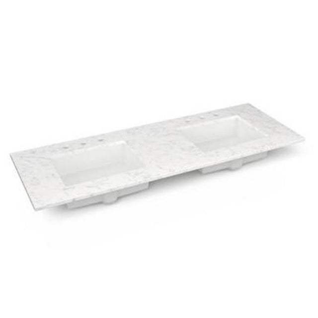 Robern - Engineered Stone Vanity Top, 61'' x 22'' x 3/4'', Double Undercounter Sink, Lyra, Single Hole