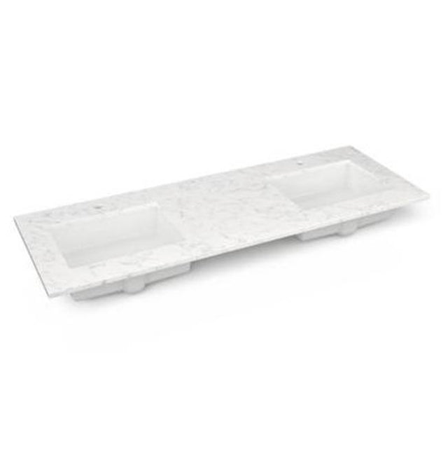 Robern - Engineered Stone Vanity Top, 61'' x 22'' x 3/4'', Double Undercounter Sink, Lyra, Single Hole
